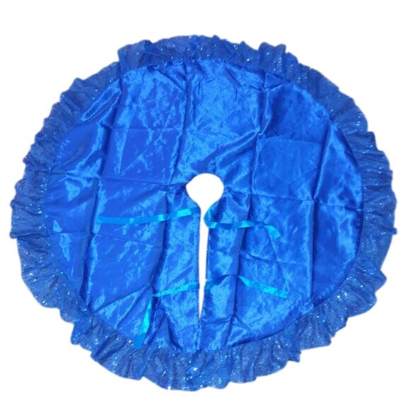 Christmas Tree Skirt, Sequins Tree Skirt for Xmas Tree, Royal Blue - 39.4 inches - Picture 3 of 5